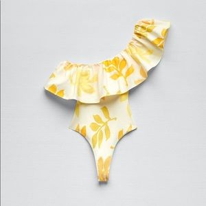ZARA PRINTED ASYMMETRICAL BODYSUIT